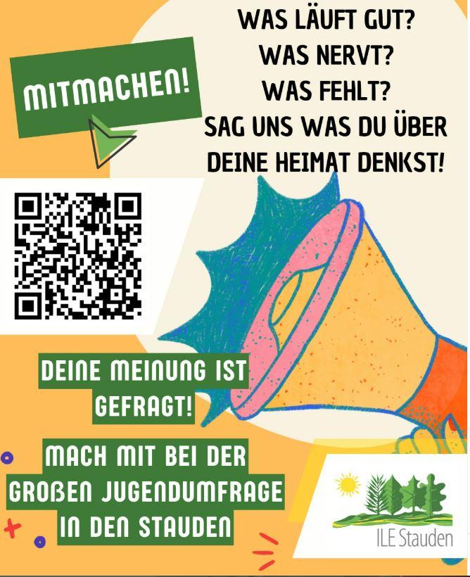 Flyer mit einem Aufruf sich bei einer online-Jugendbefraung zu beteiligen